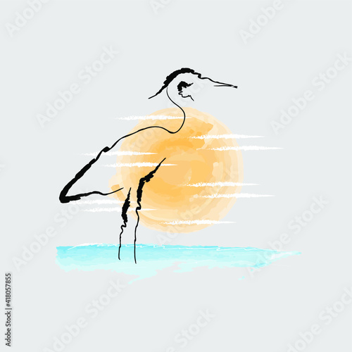 Crane bird silhuette 