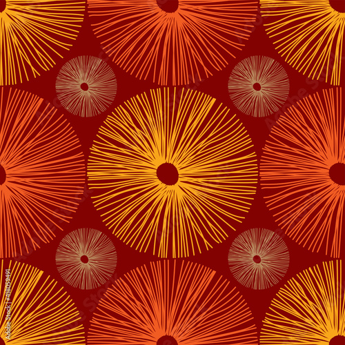 Seamless African Art Deco Pattern in Red and Orange for Fabric and Textile Print