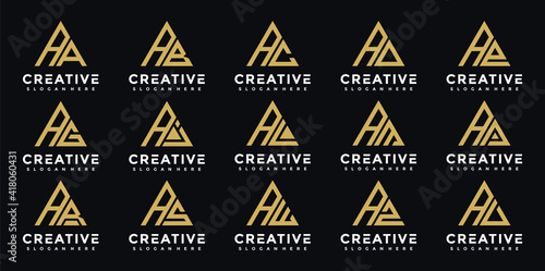 Monogram creative letter A set and logo templates etc. icons for business luxury, elegant, simple.