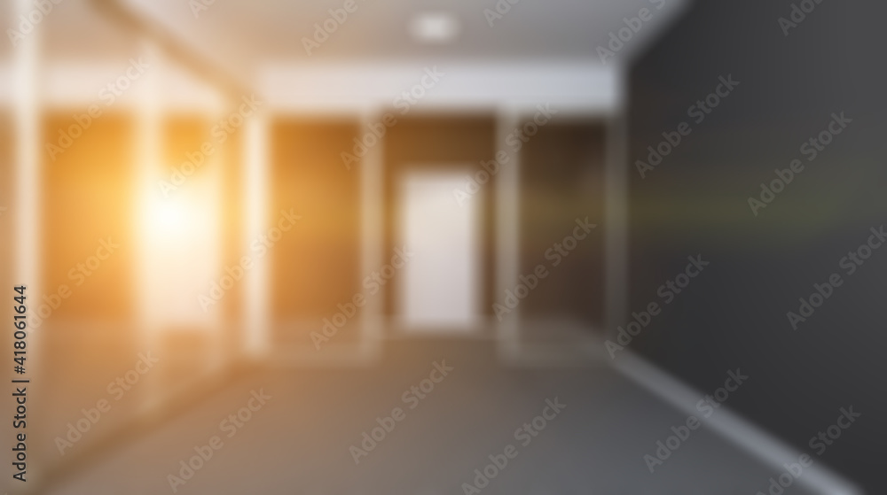 Unfocused, Blur phototography. Open space office interior with like conference room. Mockup. 3D Unfocused, Blur phototography. Open space office interior with like conference room. Mockup. 3D