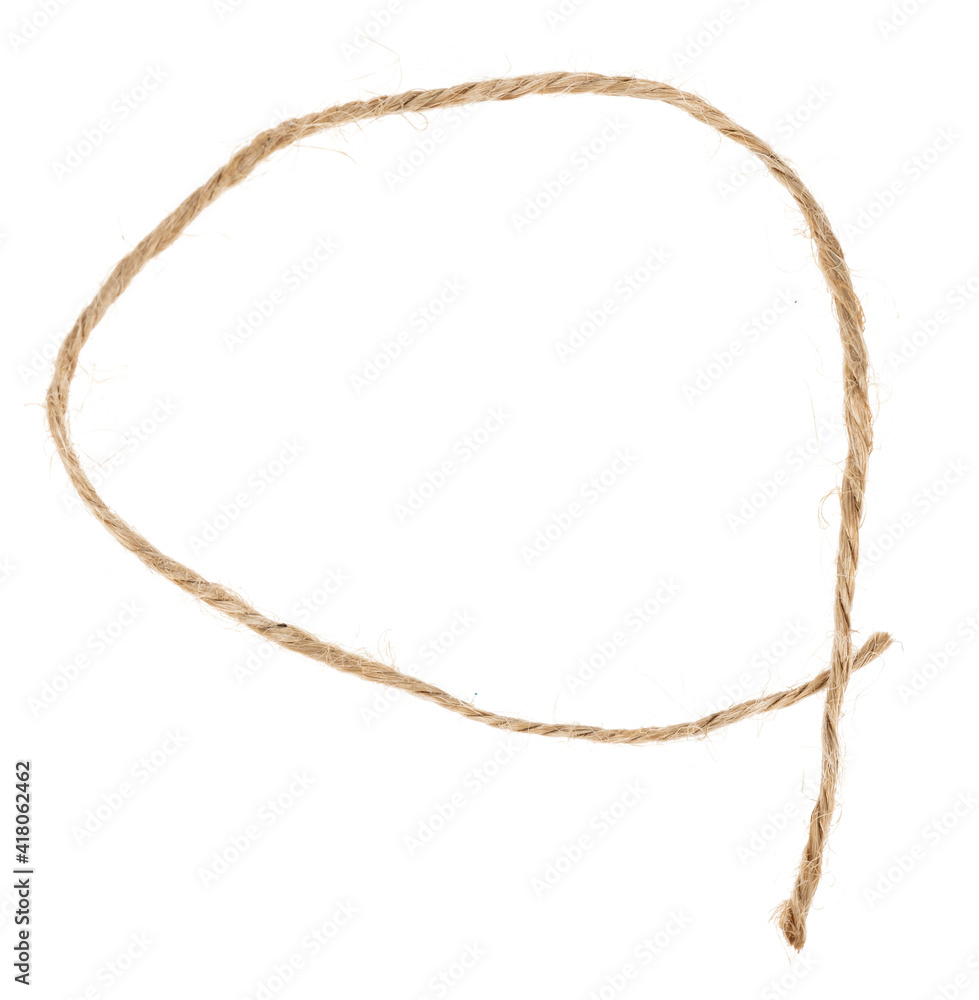 Piece of brown twine isolated on white background. rope Piece of brown twine isolated on white background. rope