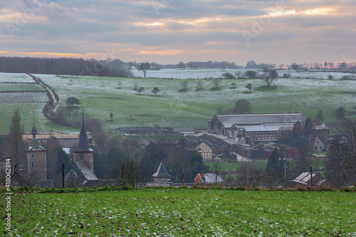 View over Sint Martens Voeren in a late winter afternoon photo