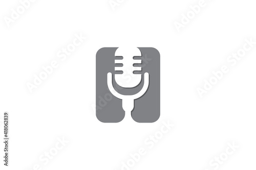 elegant simple letter h music studio logo or podcast, stand up comedy, unique concept design vector