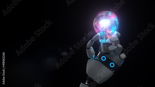 Cuadro en lienzo A.I. Robot Hand Bulb