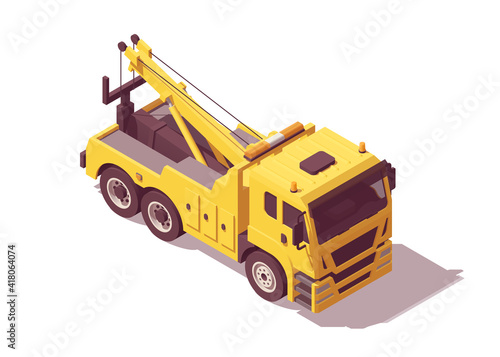 Isometric tow truck. Vector illustration