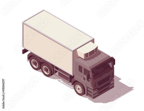 Isometric reefer delivery truck. Vector illustration