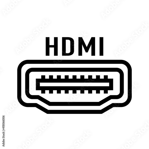 hdmi port line icon vector.