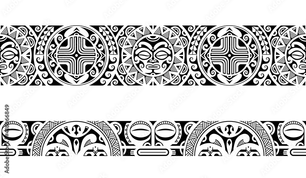 Maori polynesian tattoo bracelet with waves Vector Image