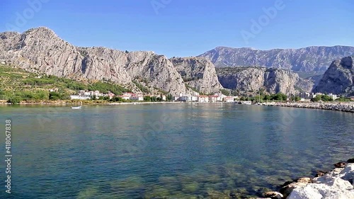 panorama of Omis coastline in Croatia