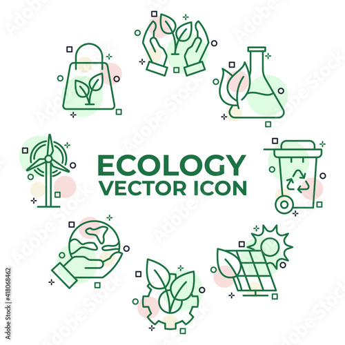 Set of ecology Environmental sustainability icon. Eco friendly pack symbol template for graphic and web design collection logo vector illustration