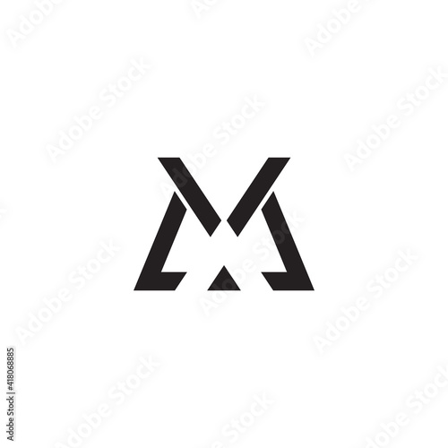 letter mk line triangle simple geometric flat logo vector