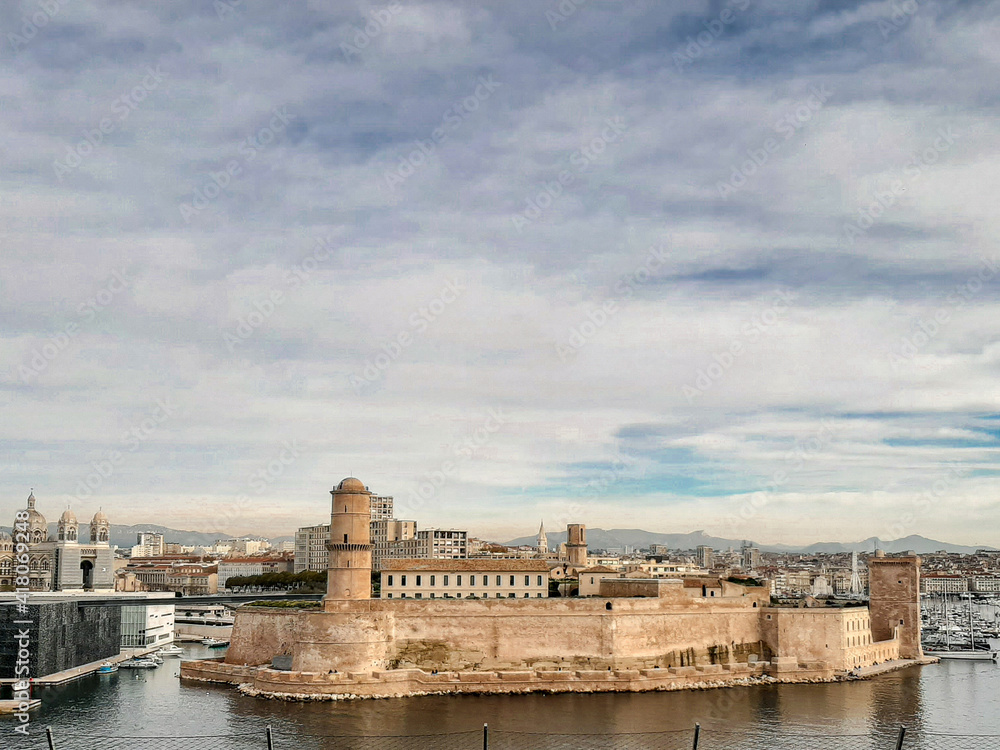 Saint Jean Castle and Cathedral de la Major in Marseille, France