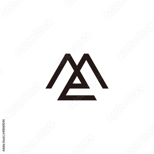 letter me simple link line geometric flat logo vector