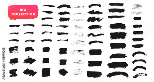 Brush strokes text boxes collection. Vector paintbrush set. Grunge ink texture elements © Stock Vector One