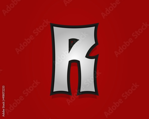 R letter Rock & Roll font. Classic, retro vintage 1970s design. Vector font for rock music poster, vintage label and more