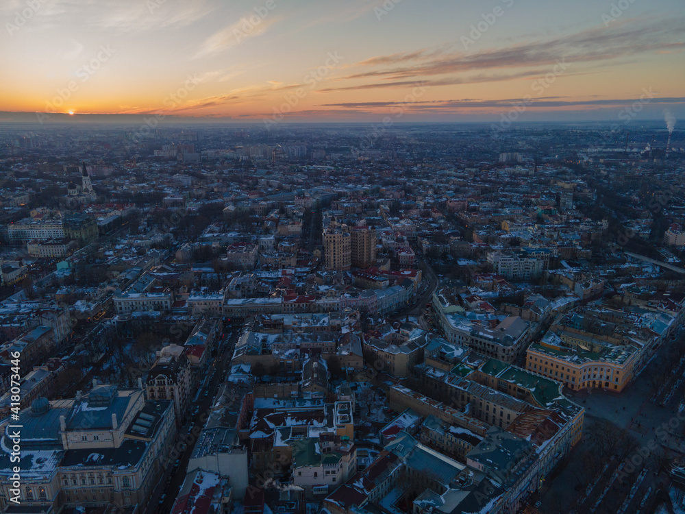 Fototapeta premium City of Odessa at sunset