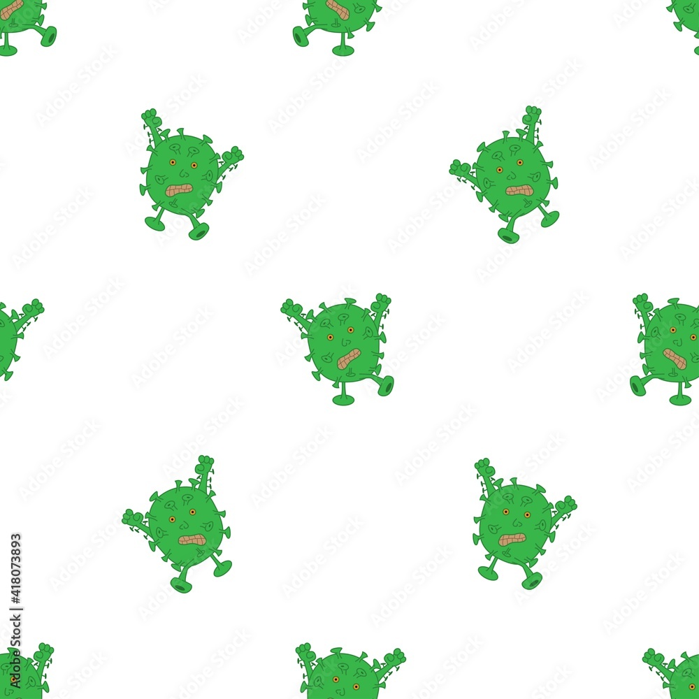 Seamless patterns. Microbe isolated on white background. Vector illustration.