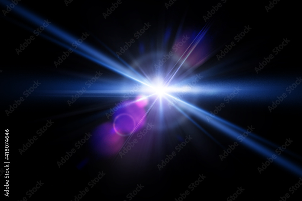abstract lens flare red blue light over black background