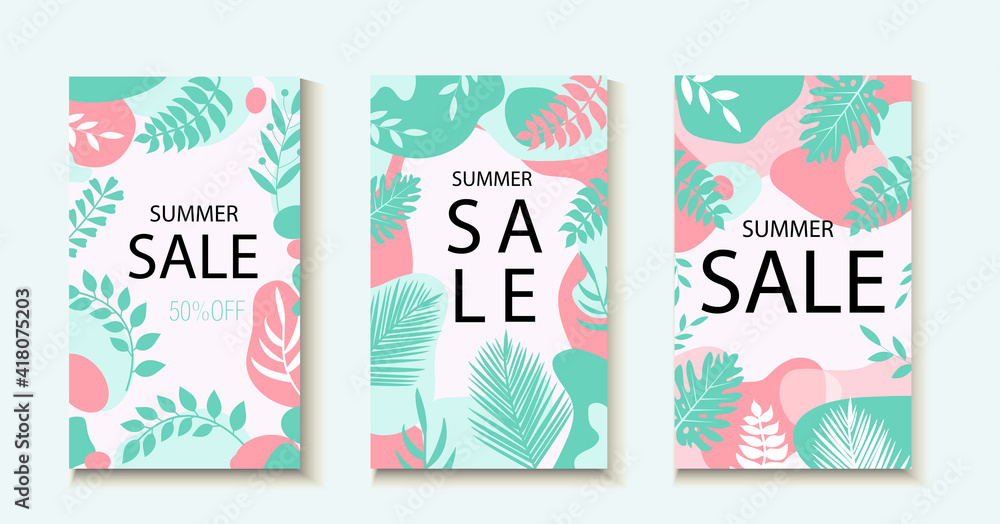 Hello summer. Collection of abstract background designs, summer sale template for your design. Creative contemporary aesthetic style. Vector illustration Hello summer. Collection of abstract background designs, summer sale template for your design. Creative contemporary aesthetic style. Vector illustration