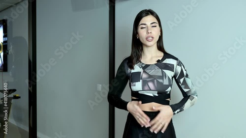 beautiful brunette girl fitness instructor