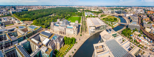 Aerial view of Reichstag in summer day, Berlin