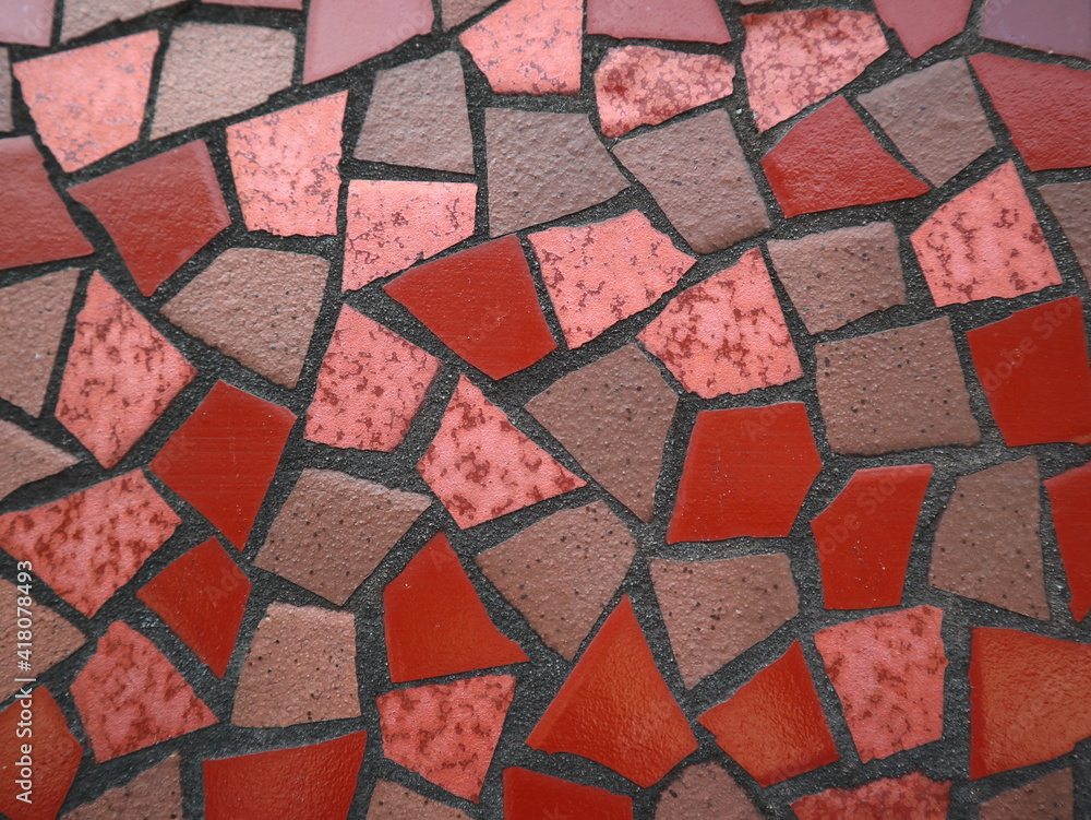 colorful and red tiles close-up background and texture