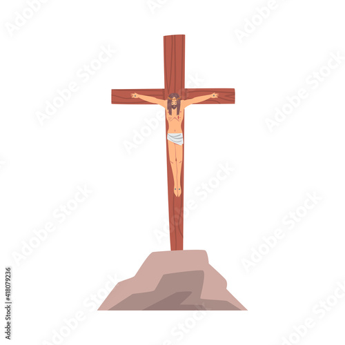 Crucifixion of Jesus as Salvation and Atonement Symbol in Bible Narrative Vector Illustration