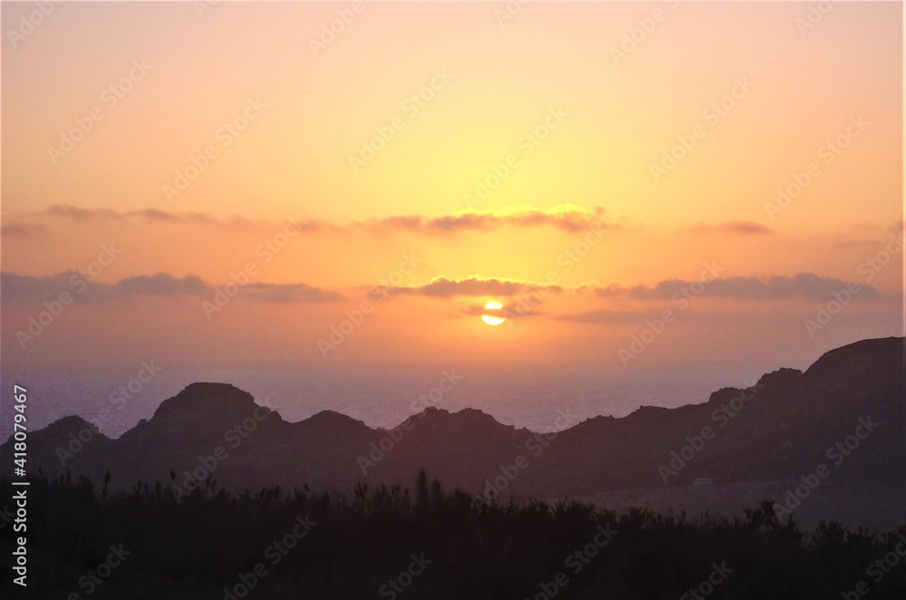 Golden hour sunset in the mountains of Chile Golden hour sunset in the mountains of Chile