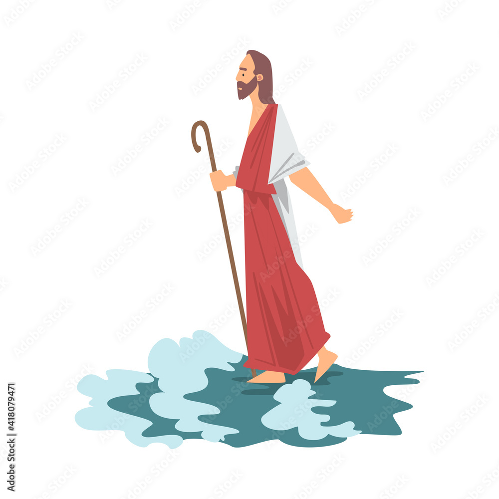 Jesus Walking on the Water as Miracle from New Testament in Bible