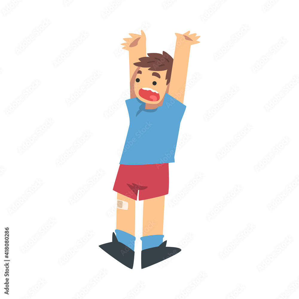 Little Fearful Boy Screaming Afraid of Something Vector Illustration Little Fearful Boy Screaming Afraid of Something Vector Illustration