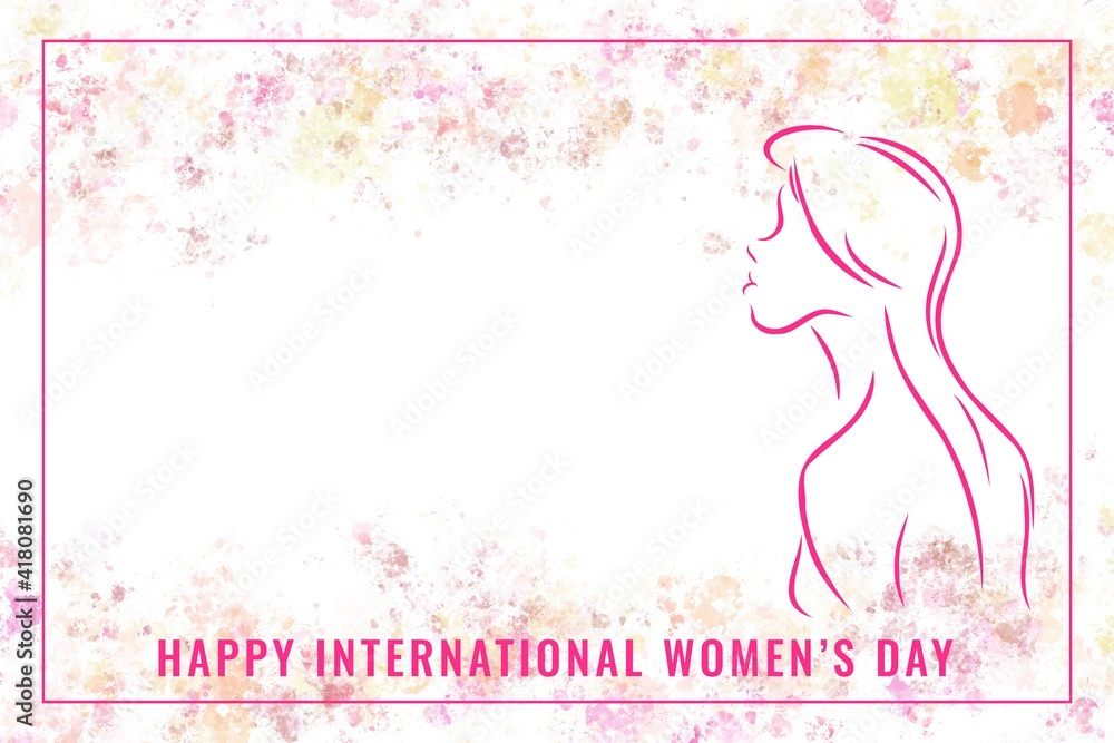 Poster, card, design for Happy International Women's Day. Floral background. Feminisme concept