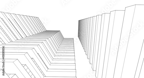 modern architecture house with balconies 3d rendering