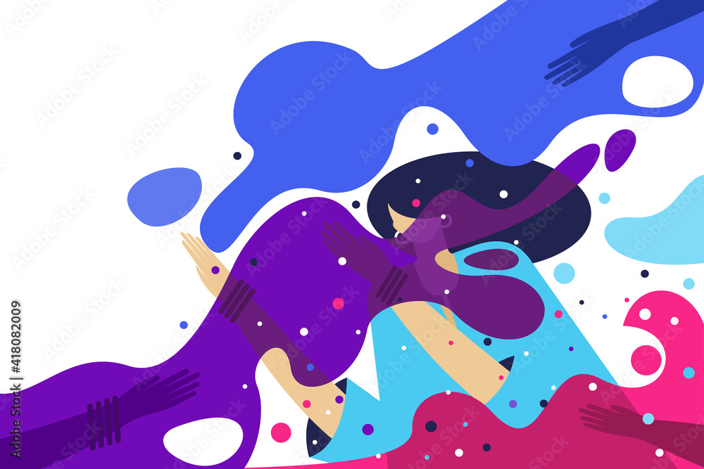 Illustration of a girl playing with colours. Concept for Holi festival in India Illustration of a girl playing with colours. Concept for Holi festival in India