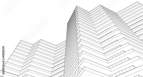 modern architecture house with balconies 3d rendering