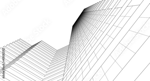 modern architecture house with balconies 3d rendering