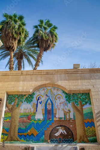 Cairo - Egypt - February 09, 2021: Old beautiful Orthodox Church in Cairo. Christian Coptic Hanging Church entrance.  Coptic Orthodox Church of Saint Virgin Mary