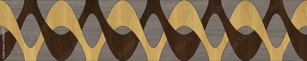 Artistic parquet. Design floor for a modern interior. Art nouveau