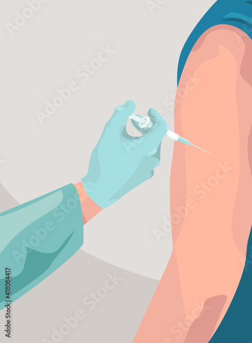 vaccination covid-19 coronavirus concept, Doctor hand with syringe inject vaccine shot 