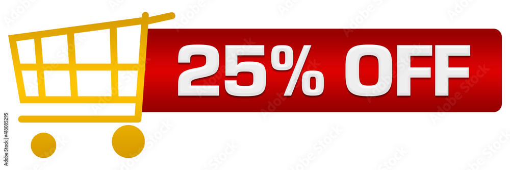 Discount Twenty Five Percent Off Red Yellow Shopping Cart Horizontal Discount Twenty Five Percent Off Red Yellow Shopping Cart Horizontal