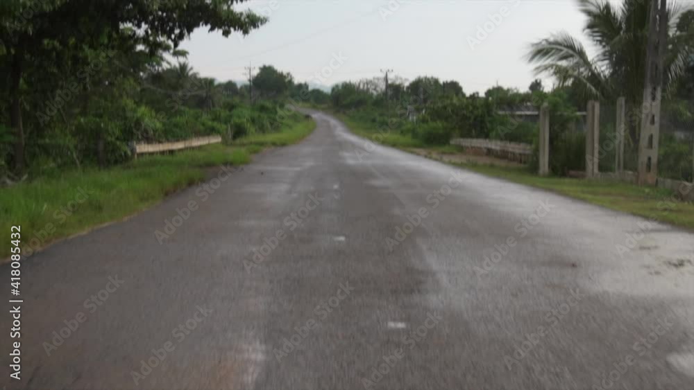 Road way in our car traveling through Cuba.