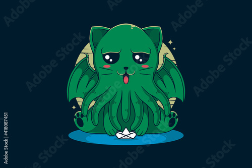 Cthulhu Cat Vector Illustration