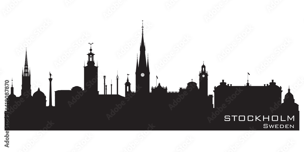 Naklejka premium Stockholm Sweden city skyline vector silhouette