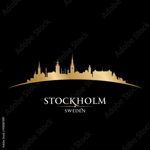 Stockholm Sweden city silhouette black background