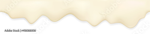 Flowing realistic mayonnaise white seamless border. Cream vector repeat texture isolated on white background.