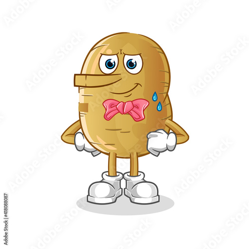 potato lie like Pinocchio character. cartoon mascot vector