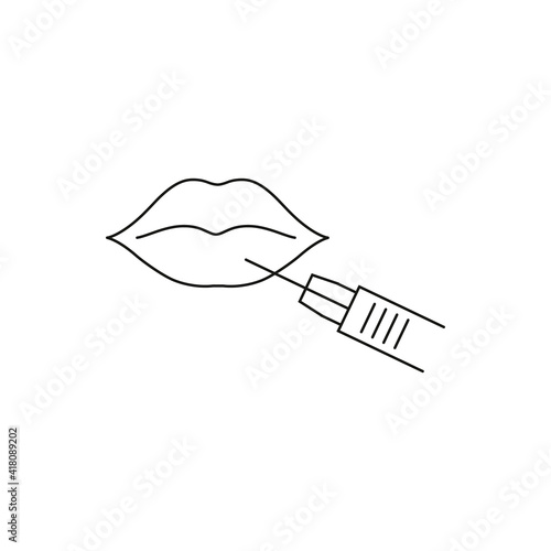 Icon for permanent makeup, feather, micro blade lips tattoo salon procedure. Eps 10 vector illustration.