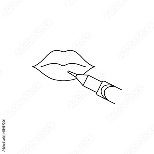 Icons for permanent makeup of lips tattoo salon procedure. Eps 10 vector illustration.