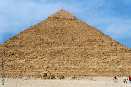Cairo, Egypt - 09 Feb 2021. Great pyramids of ancient Egypt in Giza, Cairo
