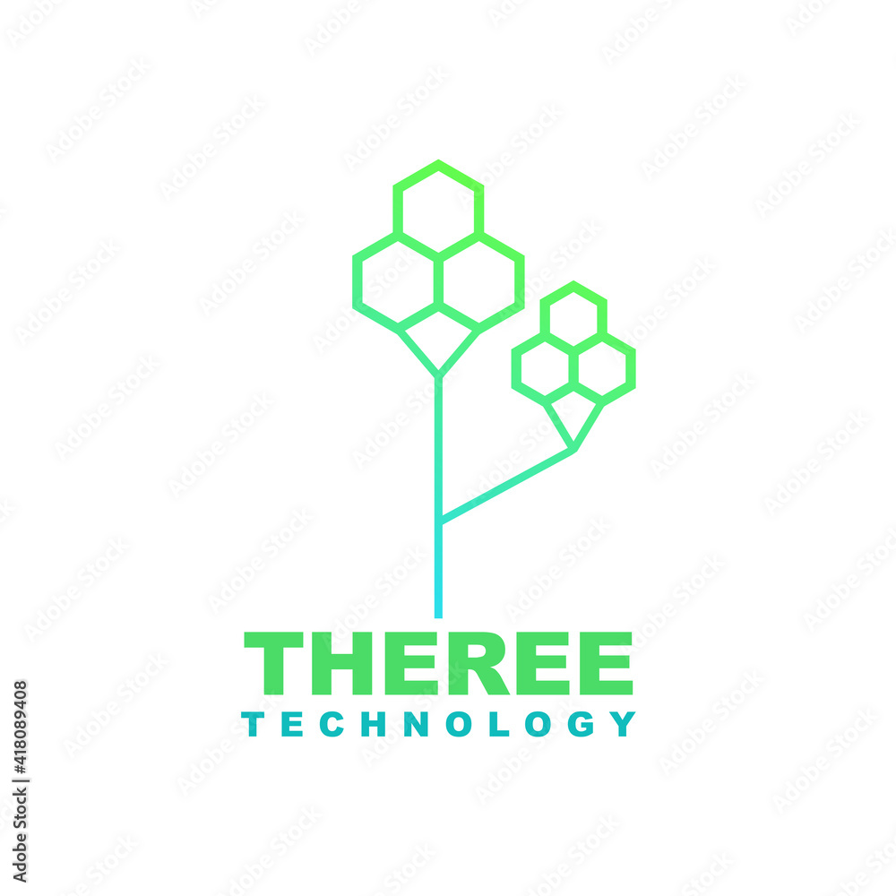 Fototapeta premium Technology Tree Logo Design Vector
