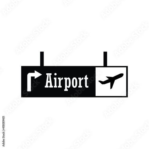 Stand, traffic sign, road to the airport vector icon eps 10